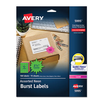 Avery® High-visibility Id Labels, Laser Printers, 2.25" Dia., Assorted, 12-sheet, 15 Sheets-pack freeshipping - TVN Wholesale